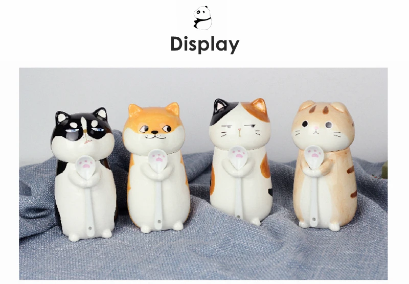 Pandapark Милая креативная мультяшная кофейная кружка, керамическая индивидуальная чашка с ложкой, Офисная молочная кофейная кружка, кружка для завтрака PPX015