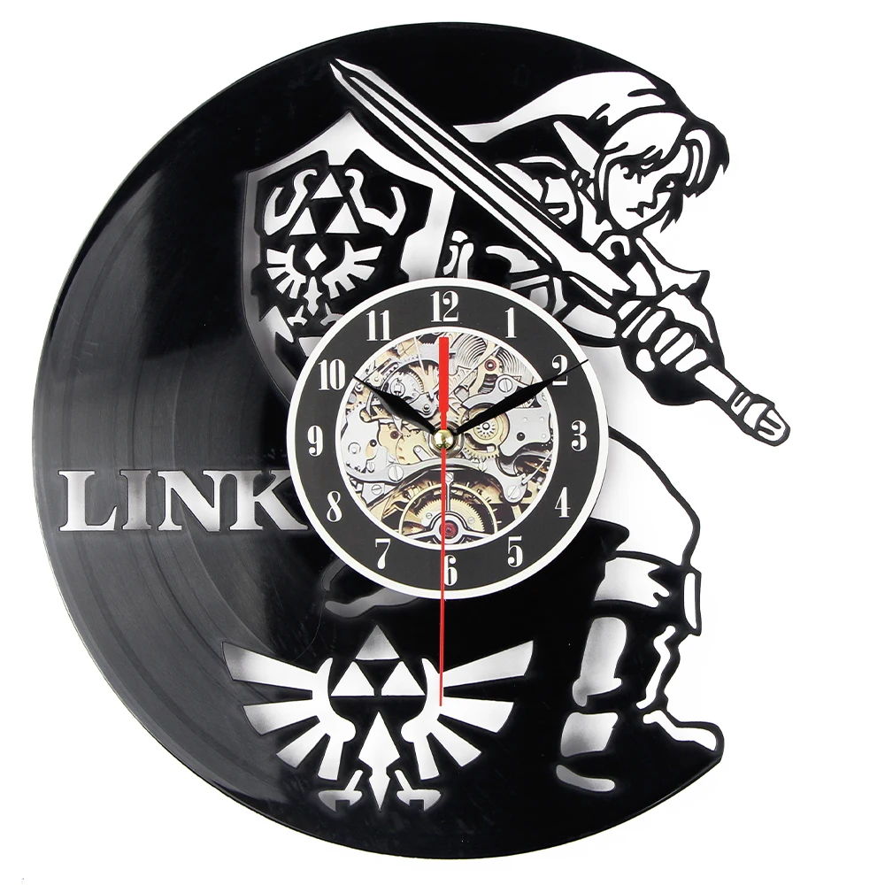 Klok Horloge Murale виниловые настенные часы дизайн Легенда о Zelda тема полые диск