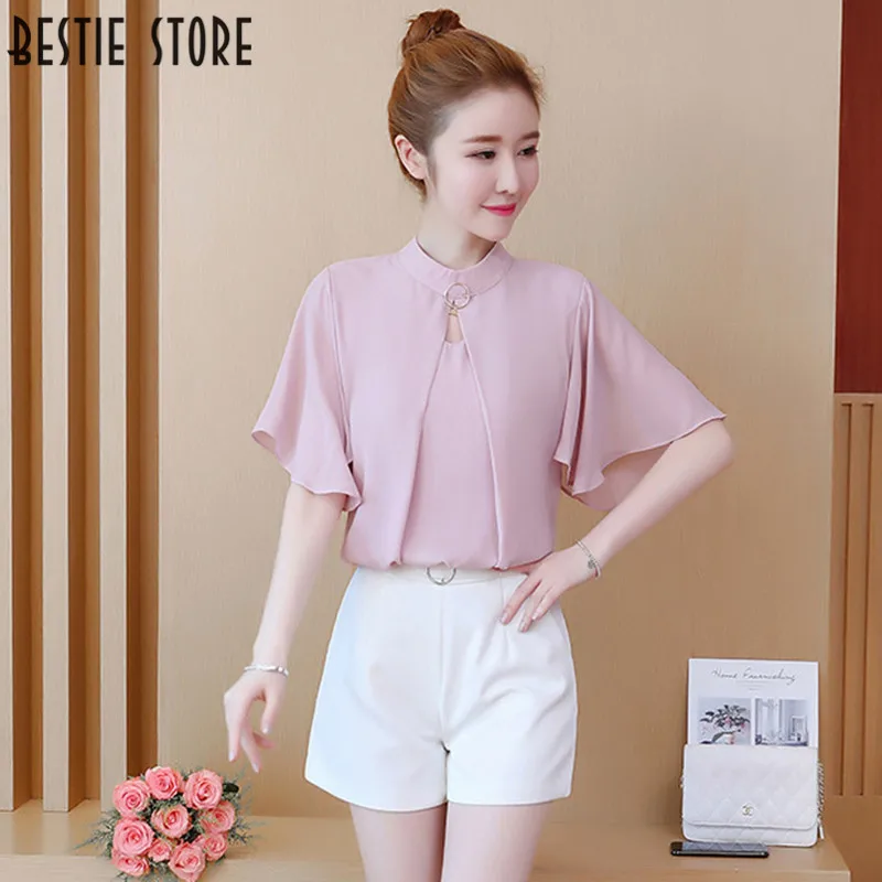 Женские топы и блузки офис белый воротничок рубашки Новые однотонные ruffled top