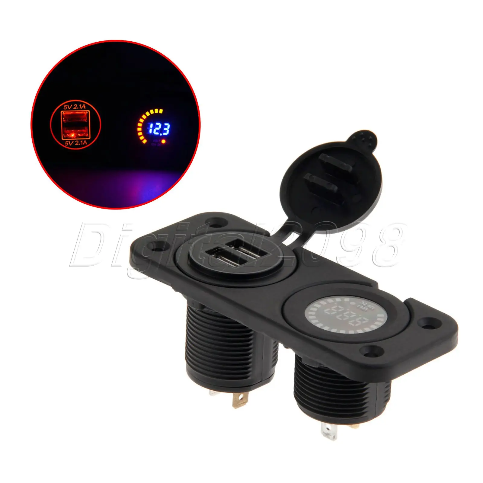 Yetaha двойной разветвитель питания 12 В зарядное устройство цифровой вольтметр для