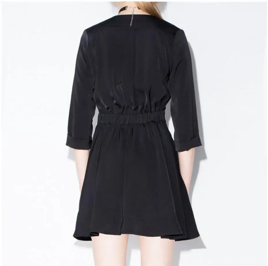 new fashion summer Comfortable onepiece wear sexy Crossover v-neck elastic waist Three Quarter sleeve Commuter OL woman dress | Женская