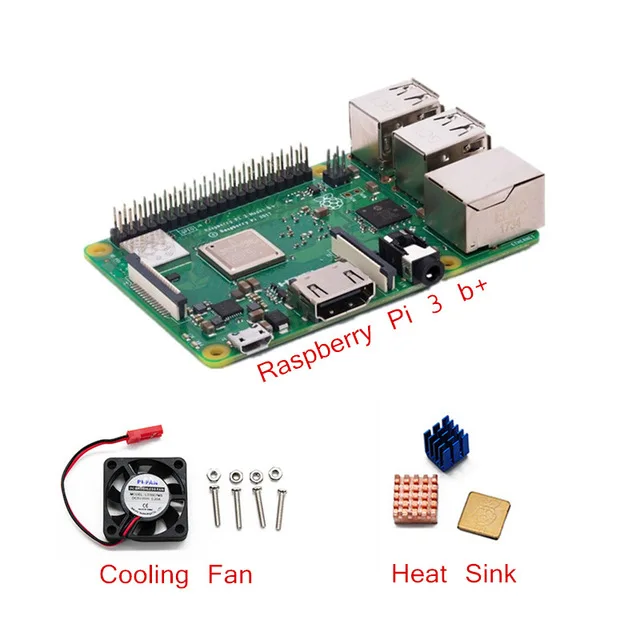 Raspberry Pi 3 Model B+ 3B Plus Raspberry Pi Модель 3 B+ с WiFi и Bluetooth+ охлаждающий вентилятор+ радиаторы - Цвет: Золотой