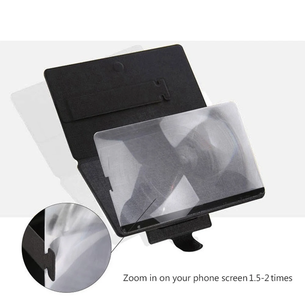 3D Smartphone Magnifying Glass 8'' Screen Magnifier Enlarger Protector with PU Leather Foldable Holder for IPhone Samsung |