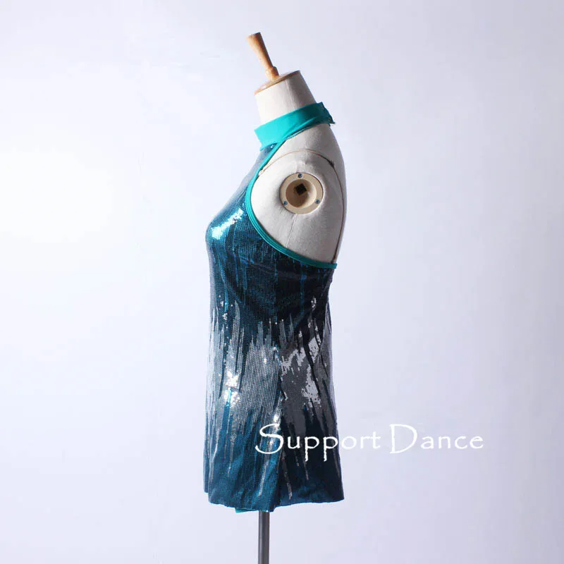 Платье для латинских танцев с высоким воротом блестками C128 | Тематическая одежда