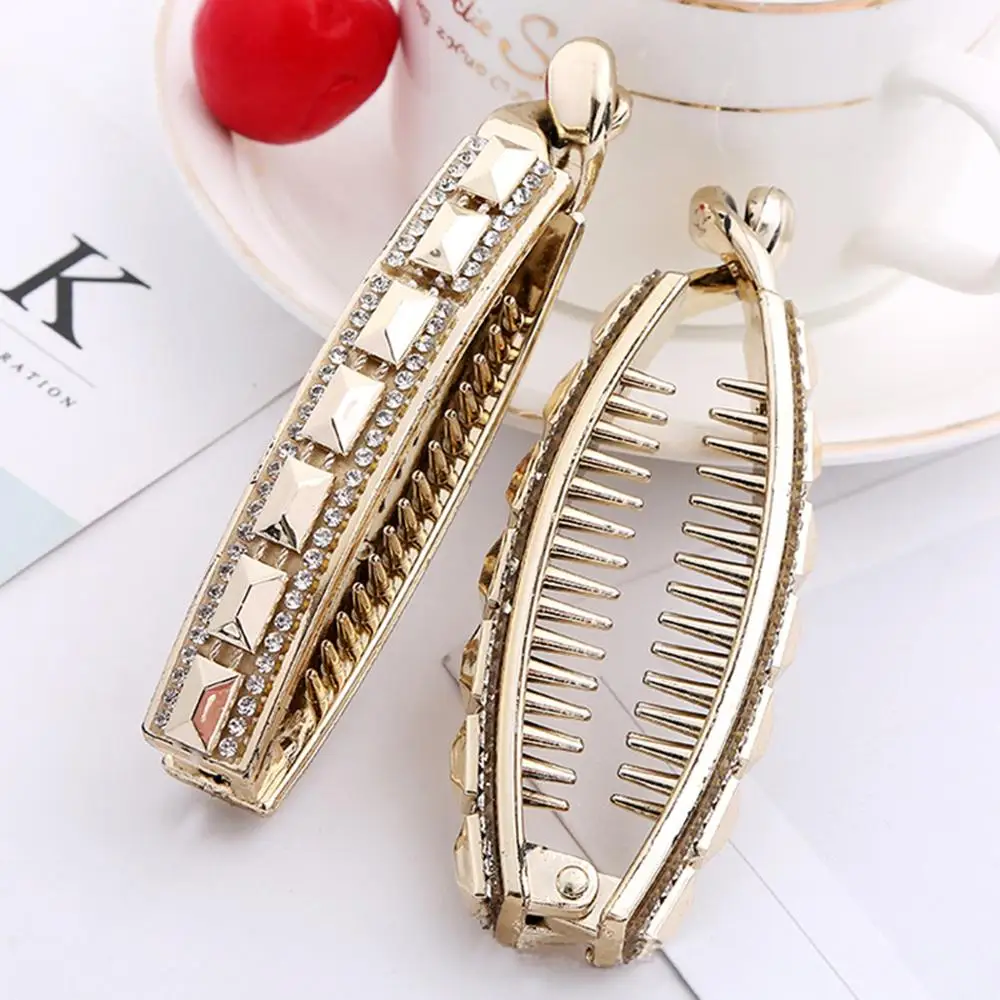 

Xugar Banana Hair Clips For Women Girls Shinny Elegant Gold Plastic Ponytail Barrettes Hairpins Ladies Hair Accessories