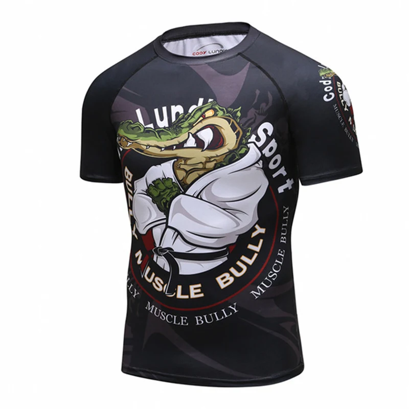 Мужская компрессионная футболка с коротким рукавом и 3D принтом BJJ Jiu надписью jitsu
