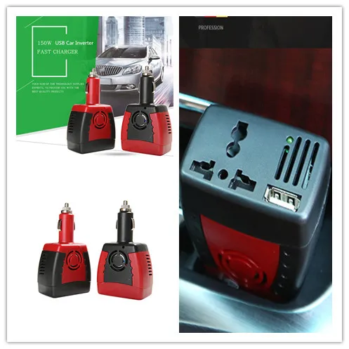 USB Инвертор 12 В 220 В 150 Вт DC 12 В в AC 220 В инвертор Авто преобразователь напряжения USB Инвертор адаптер с прикуривателем