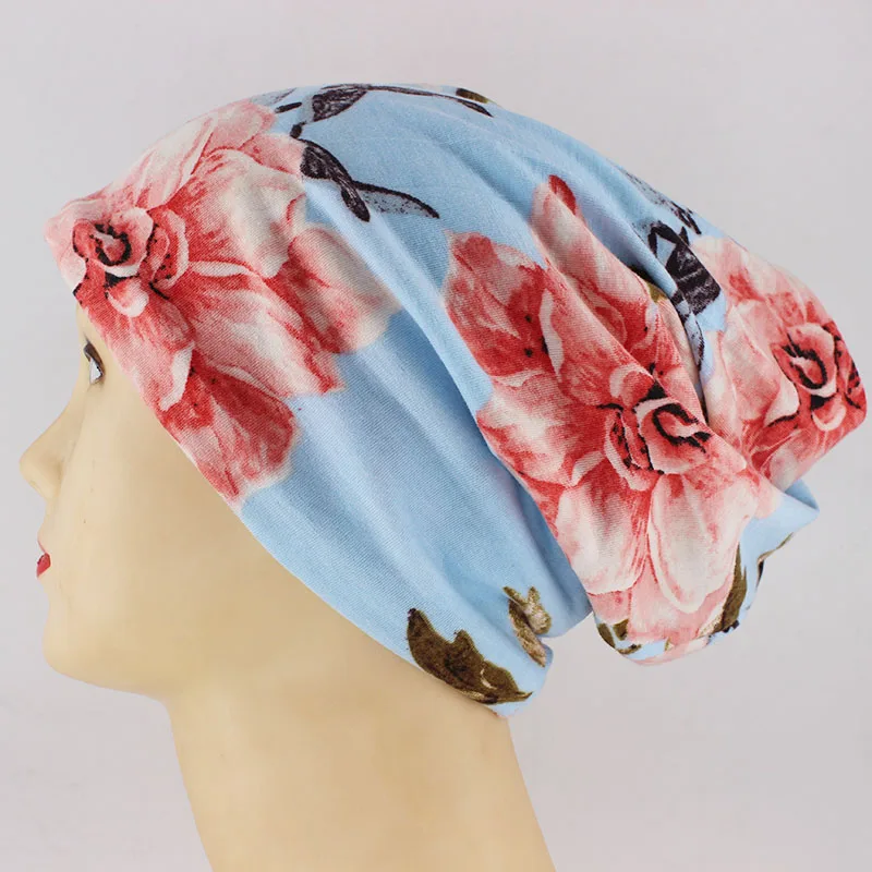 Женские шапочки Skullies на весну и осень, теплые шапки, шапки, две б/у шапки, шарф, модные хлопковые шапки, брендовые, высокое качество, Bone - Цвет: Небесно-голубой
