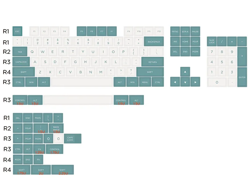 Набор ключей MAXKEY GREEN & WHITE 134 клавиши SA профиль для проводной USB механической