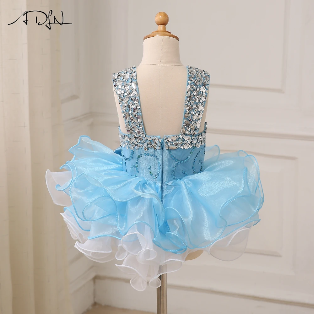 Adln маленьких Платья для вечеринок бисером Камни Кепки рукавами с оборками из