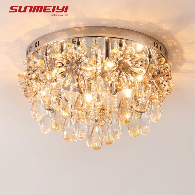 Постмодерн Хрустальные потолочные светильники для дома кристаллы в форме цветов