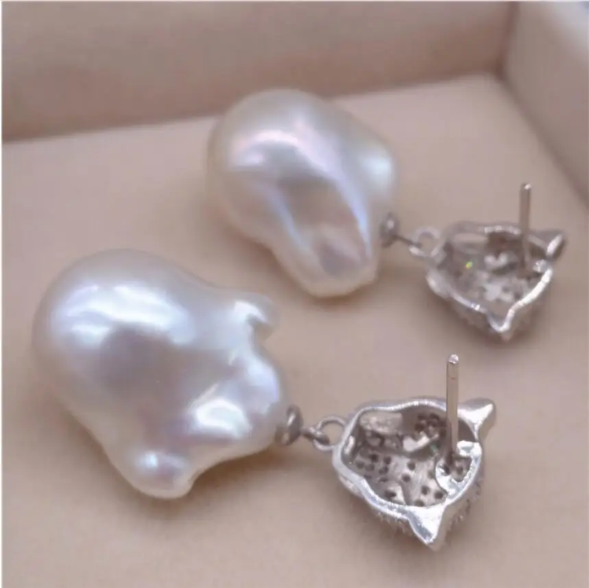 Новые серьги в стиле барокко из натурального белого жемчуга особой формы евро