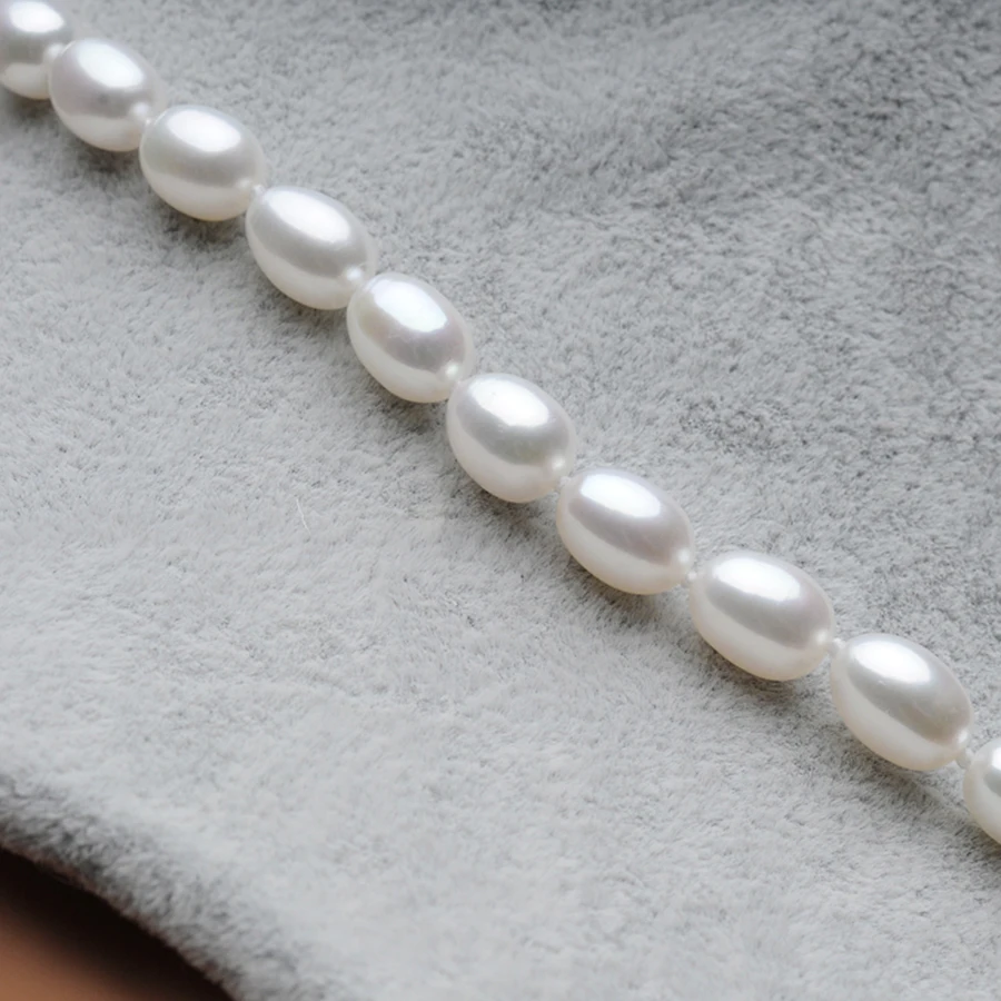 FEIGE браслет Femmes avec 7 8 мм Blanc D'eau Douce Perle Collier Ensemble et 925 En Argent Femelle|femelle| |