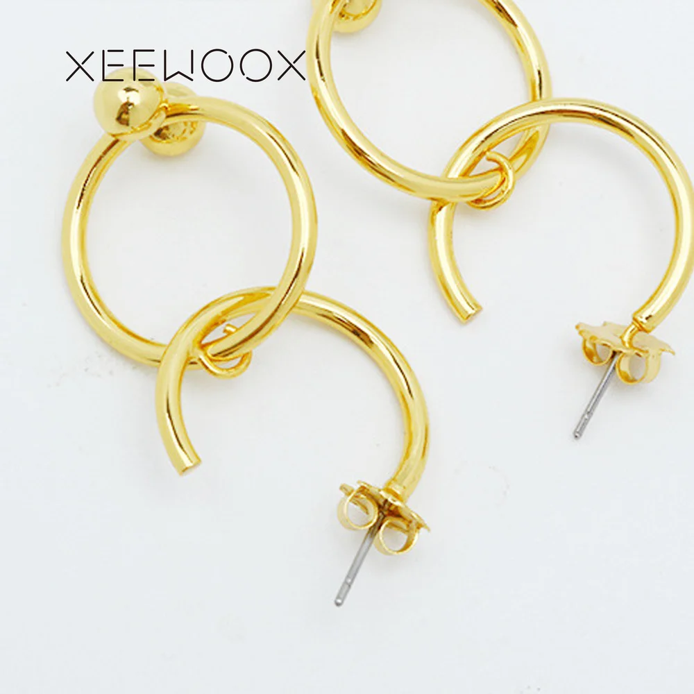 Гипербола себе женщина серьги большой круг 14 К падение асимметричные XEEWOOX мода
