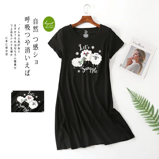 Style 6 Летняя ночная рубашка больших размеров 3XL, женская ночная рубашка с мультяшным принтом, мягкая хлопковая ночная рубашка, женская ночная рубашка с коротким рукавом и круглым вырезом - Цвет: Style 6