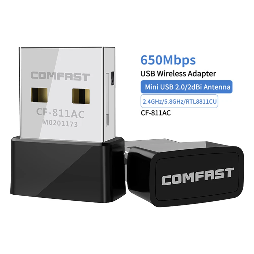 Мини USB Wi fi 650 Мбит/с адаптер 2 4 + 5 ГГц антенна Ethernet ПК Lan Wifi ключ AC приемник|Сетевые