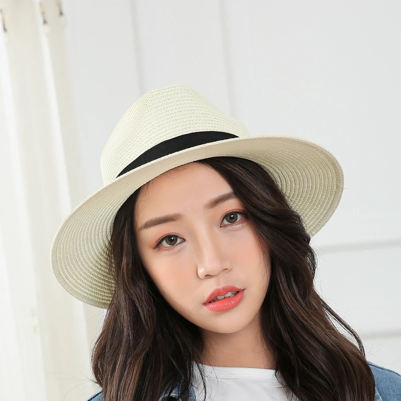

2018 Summer Hats For Women Wide Brimmed Jazz Panama Hat Chapeu Feminino Sun Visor Beach Hat