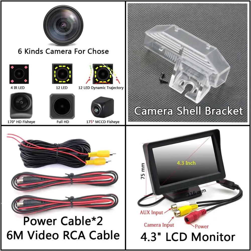 Camera 4.3 inch LCD 175 градусов 1080P Fisheye задний вид автомобиля Камера для Mazda 6 M6 2009 2010 2011 2012 2013 RX-8 Atenza автомобильный монитор - Название цвета: Camera 4.3 inch LCD
