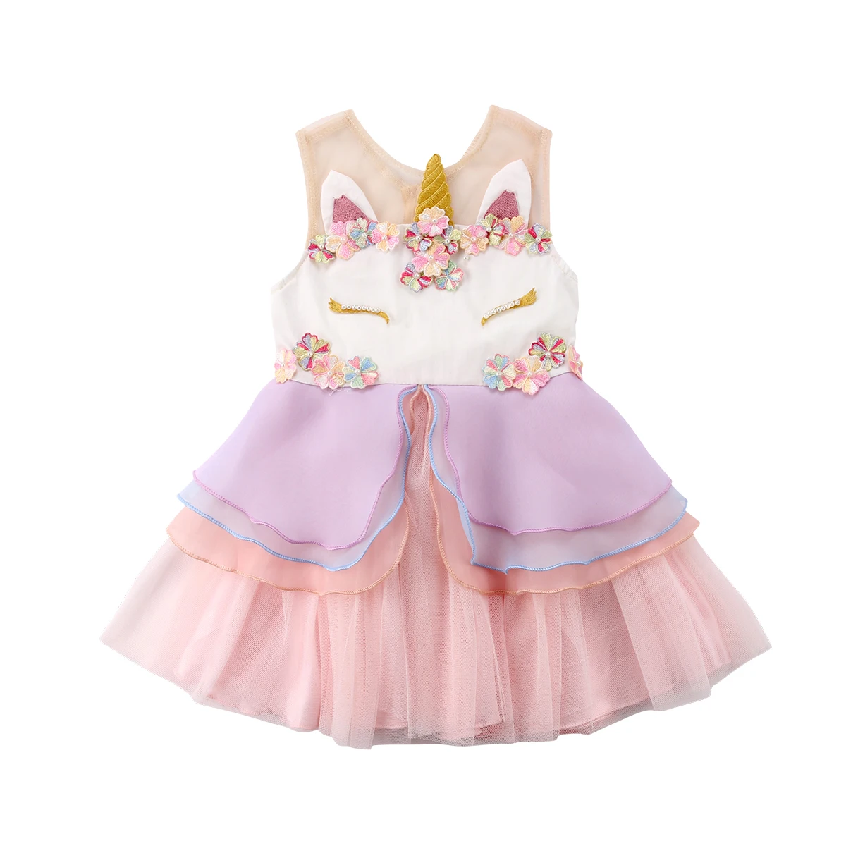 Fancy Chiffon Kids Girls Clothing Dresses Gown Tutu Ruffles Tiered Party Formal Tulle Flower Dress Girl 0-6T | Детская одежда и