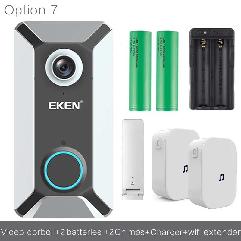 option 7 Eken V6 Серебряный 720P wifi водонепроницаемый видео дверной звонок камера умный беспроводной облачный накопитель Домашняя безопасность домофон дверной Звонок - Цвет: option 7