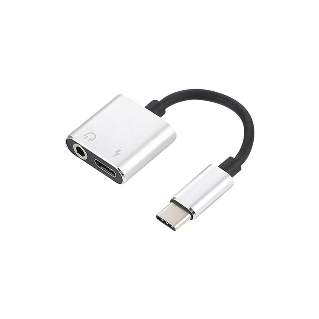 Серебристый Cherie type C до 3,5 мм Aux 2 в 1 USB C адаптер для наушников зарядка USBC аудио адаптер кабель Jack конвертер для samsung Xiaomi - Цвет: Серебристый