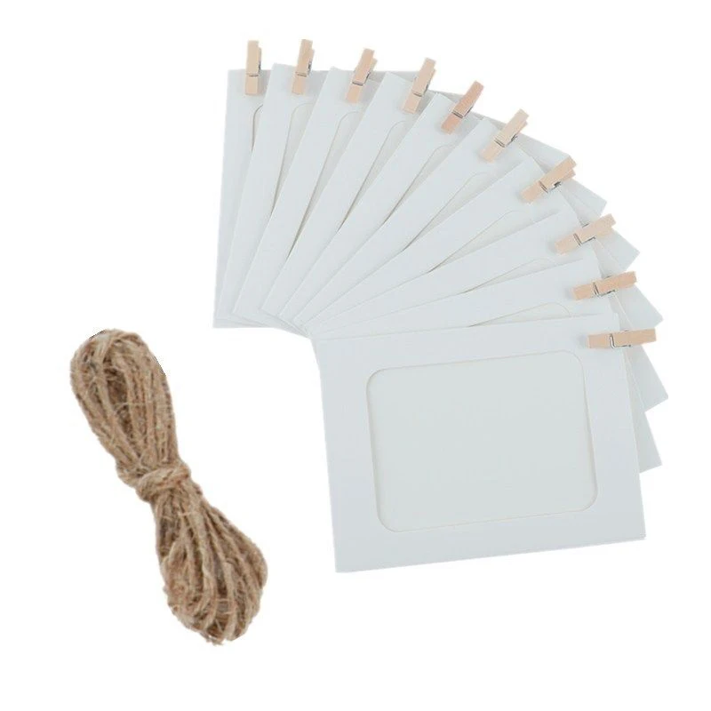 10X Ретро бумажная фотокартина DIY подвесной альбом рамка + веревка зажимы | Дом и