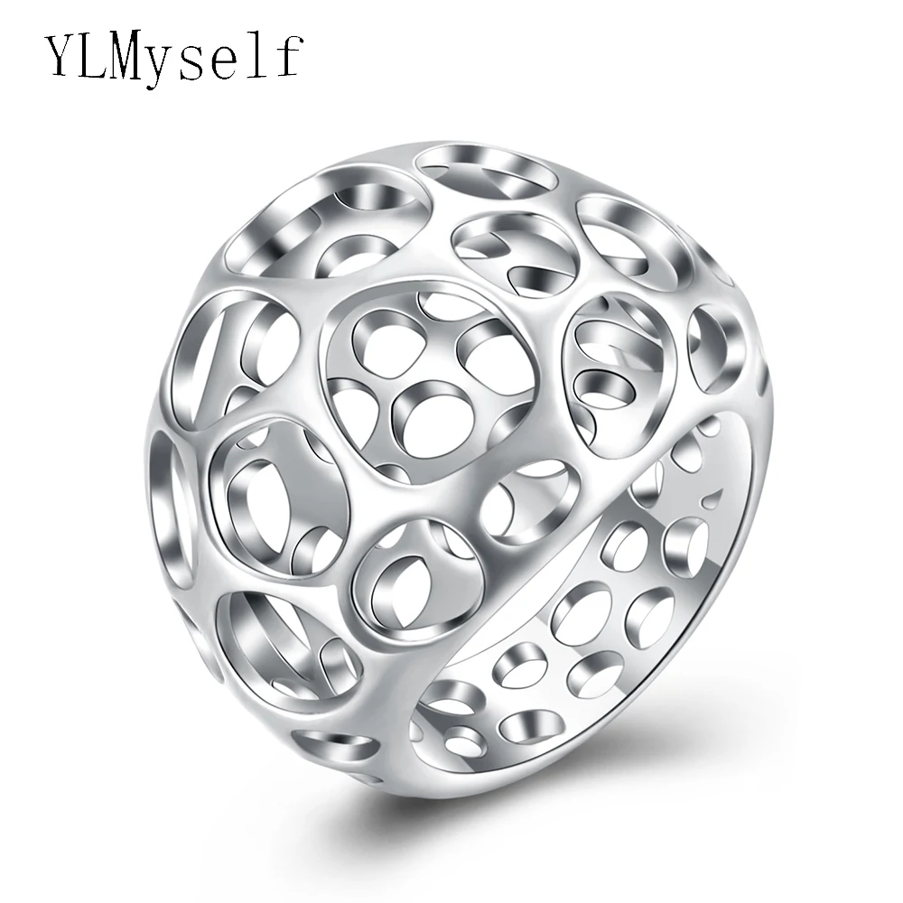 Фантастическое кольцо с полым трехмерным дизайном для женщин Золотой и белый