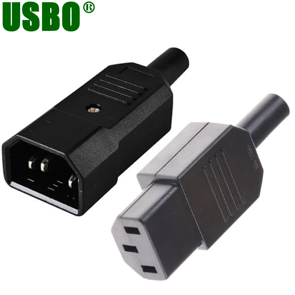 DIY 10A 250 В черный IEC C13 C14 Женский штекер Rewirable разъем питания 3 контактный разъем переменного тока одна пара