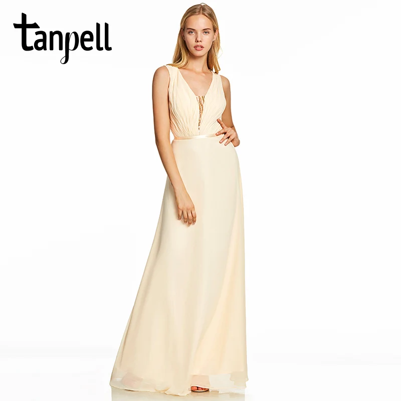 daffodil Tanpell длинное вечернее платье с v-образным вырезом es daffodil без рукавов с блестками длиной до пола ТРАПЕЦИЕВИДНОЕ платье для женщин выпускное шифоновое вечернее платье - Цвет: daffodil