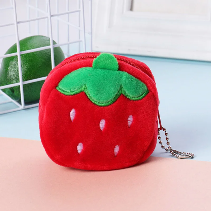 Strawberry 14 видов стилей милые животные плюшевые сумочки игрушки 8 см брелок плюшевые игрушки кошелек для ключей плюшевые портмоне игрушки - Цвет: Strawberry