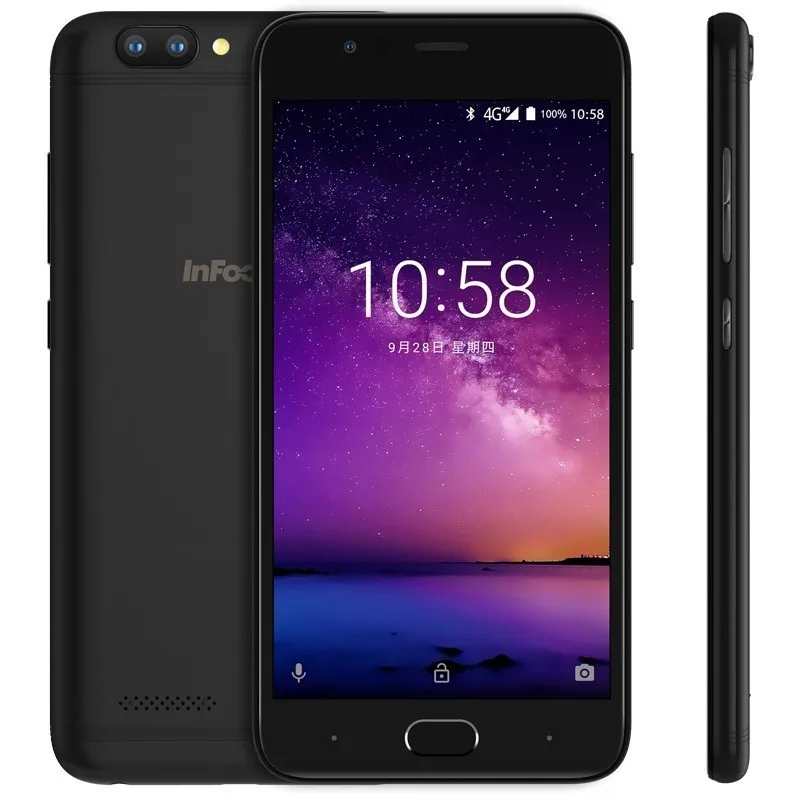 Черный Infocus A3, мобильный телефон, 5,2 дюймов, LTE, 4G, смартфон, 2 Гб+ 16 ГБ, 3050 мАч, четырехъядерный телефон, отпечаток пальца, двойной, Android 7,0, сотовые телефоны - Цвет: Черный