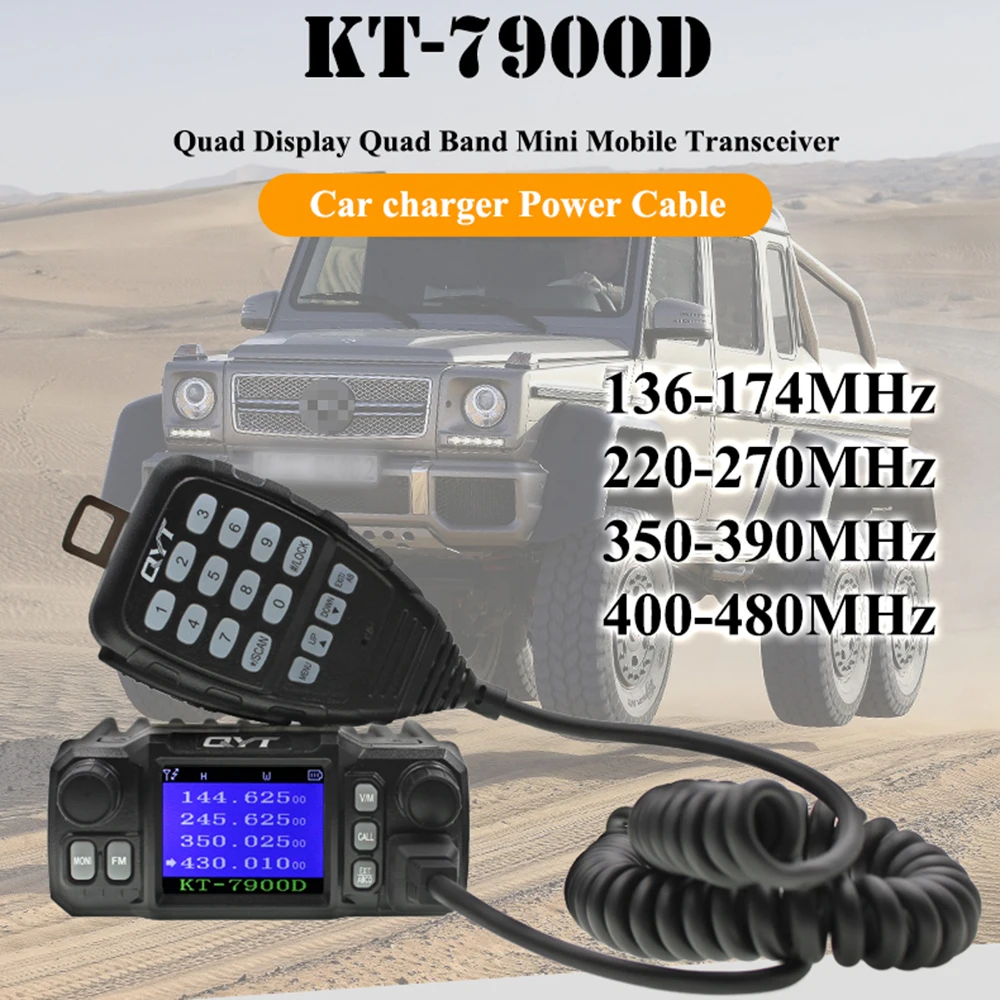 Cena 2019 Najnowsza Wersja Mini Mobile Radio QYT KT-7900D 25W Czterozakresowy 144/220/350/440MHz KT7900D UV Transceiver Lub Z Zasilaczem
