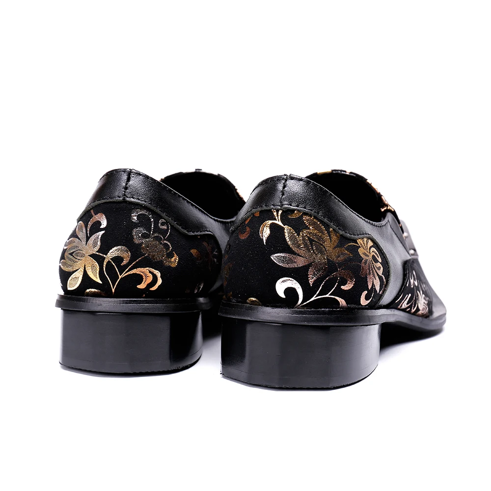 

Christia Bella Plus Size Metal Printing New Business Shoes Pointed Toe with Diamond Genuine Leather Shoes Formal Party Men Shoes