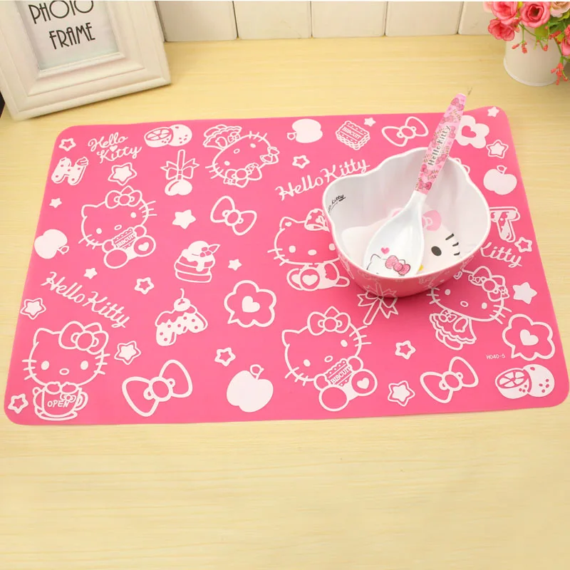 Kawaii Kitty Cat силиконовая салфетка под тарелку с мультяшным рисунком для кухни, столовой, пикника на открытом воздухе, водонепроницаемая скатерть, коврик для стола, покрытие для стола, домашний декор