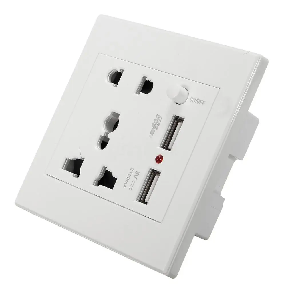 White Универсальное настенное зарядное устройство 2100mA 5V 2 USB AC 110-250V US UK EU AU 2 порта USB розетка зарядное устройство для телефона - Цвет: White