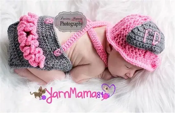 Модная FD пожарная вязаная крючком Одежда для новорожденных теплая детская шапка