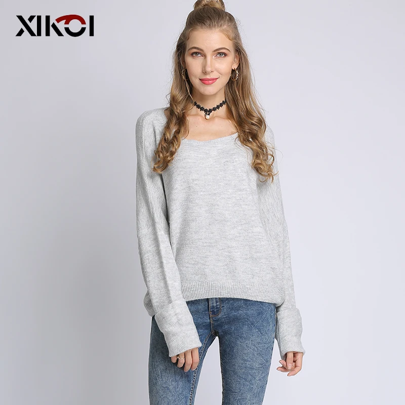 XIKOI/Новинка женские топы и блузки повседневные однотонные пуловеры с круглым
