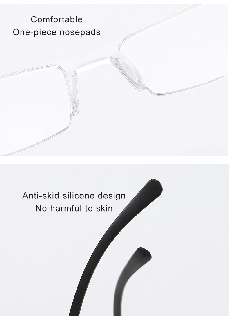 LS JOHN Korean Fashion Reading Glasses Men Women Clear Lens Half Frame Presbyopic Eyewear 1.0 1.5 2.0 2.5 3.0 3.5 4.0 for Reader