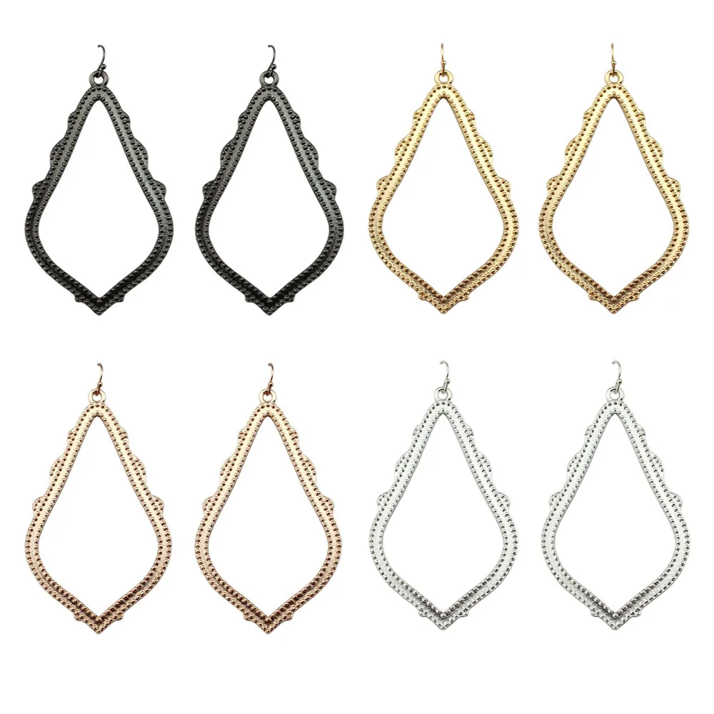 

ZWPON Gold Filigree Large Teardrop Chandelier Earrings for Women Fashion Brand KS Charm Alloy Hollow Earrings Jewelry Wholesale