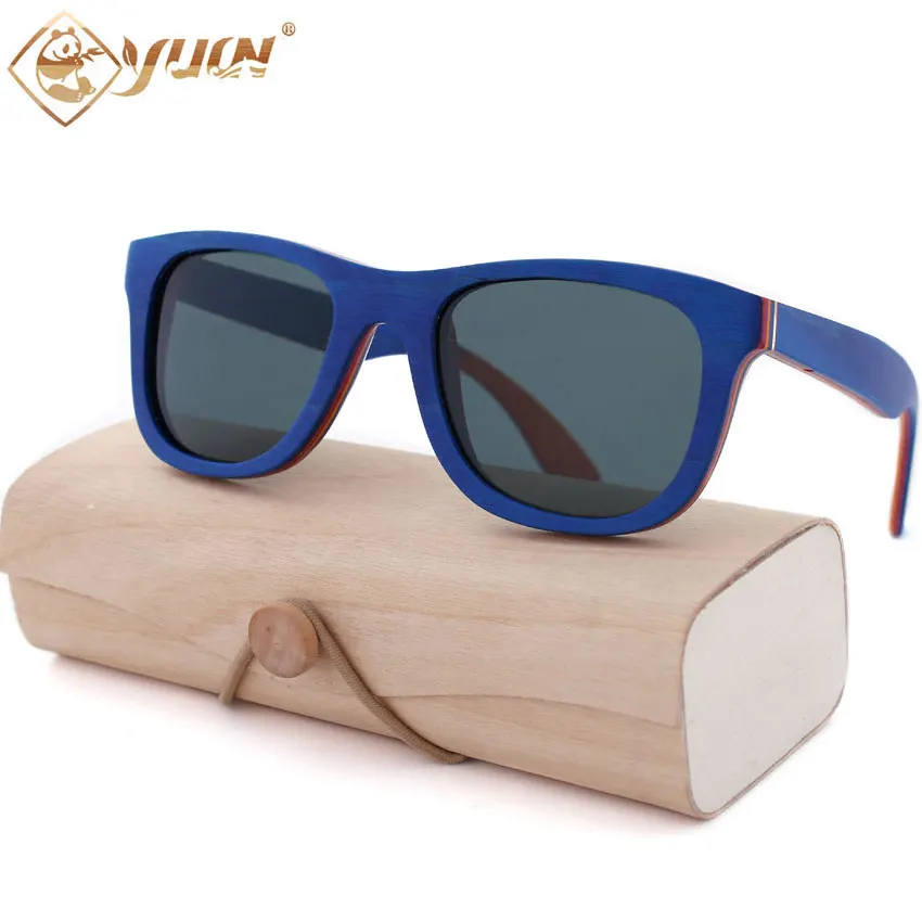 Blue frame G15 lens Горячая Распродажа скейтборд ручной работы с деревянной оправой солнцезащитные очки для мужчин и женщин поляризационные очки модные солнцезащитные очки для вождения#9109 - Цвет линз: Blue frame G15 lens