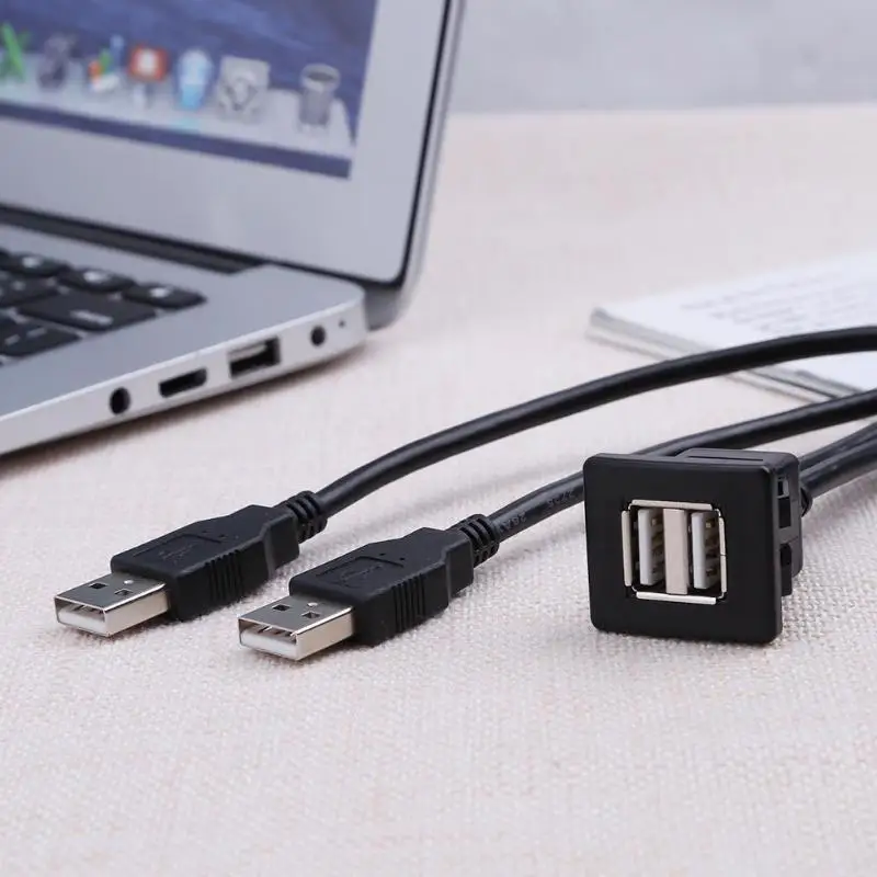 1 м двойной USB 2 0 A Автомобильный монтажный кабель папа мама Панель расширения