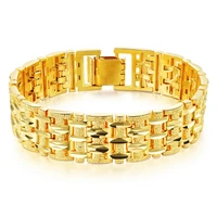 mens bracelet gold filled chunky chain bracelets wrist link thick jewelry male gift carved mesh accessories free
