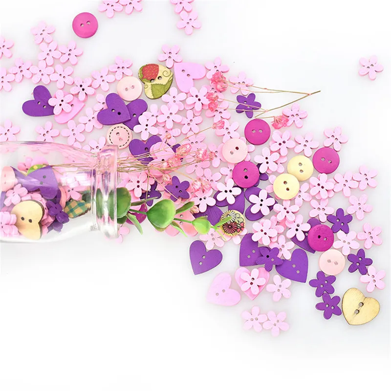 100 шт. декоративные деревянные пуговицы с двумя отверстиями|Пуговицы| |