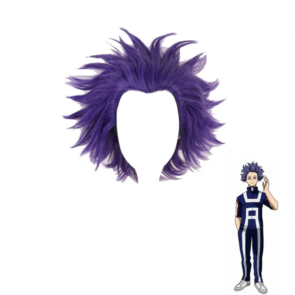 Anilnc короткий кудрявый фиолетовый мой герой Academic Shinsou Hitoshi Синтетический Косплей парик для м