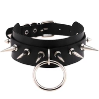 black spike choker punk harajuku goth collar belt necklace pu leather chocker bondage cosplay club party festival jewelry
