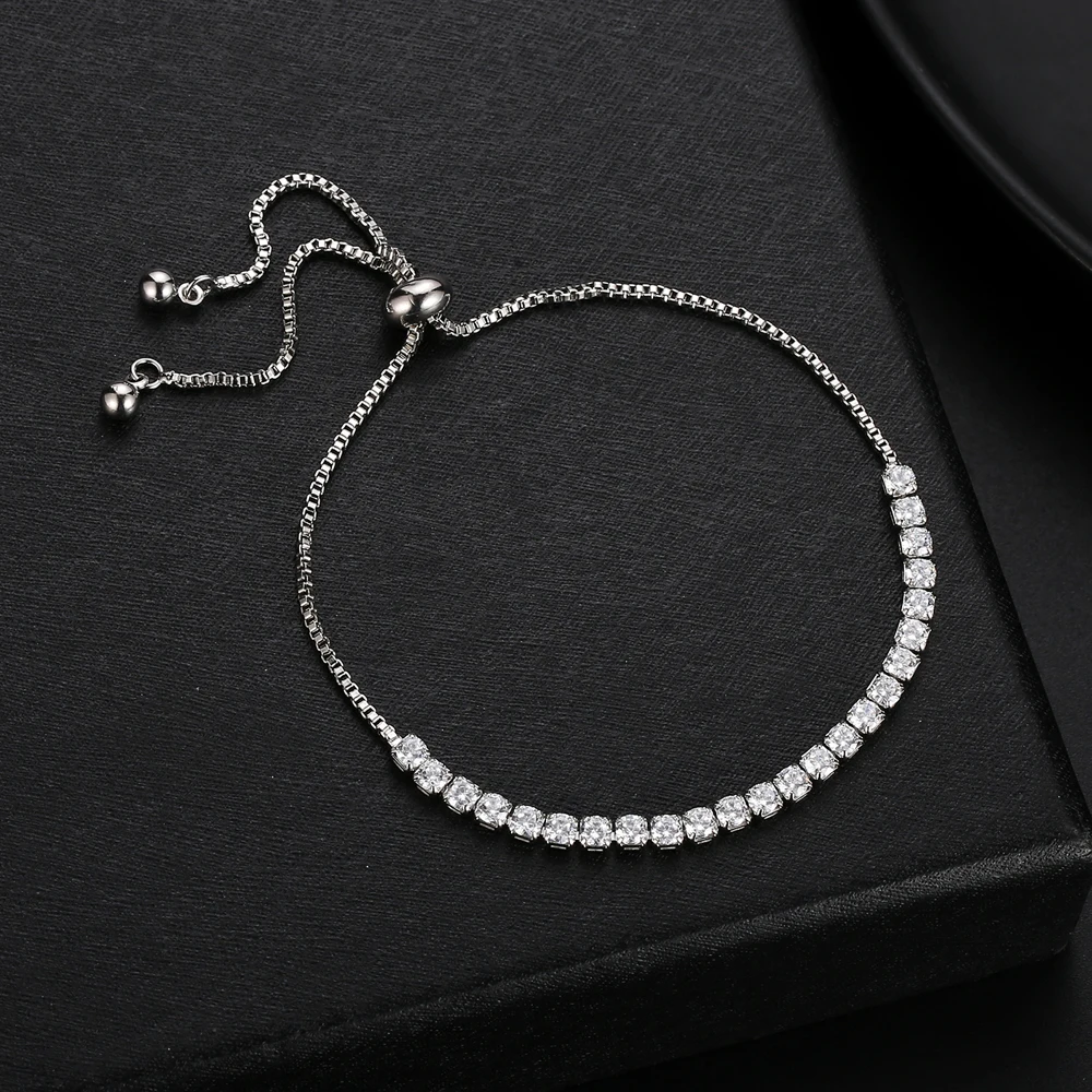New Comes Fashion Simple Popular Round White Cubic Zirconia Silver Bracelet Wedding Women Jewelry Anniversary Party Gift | Украшения и