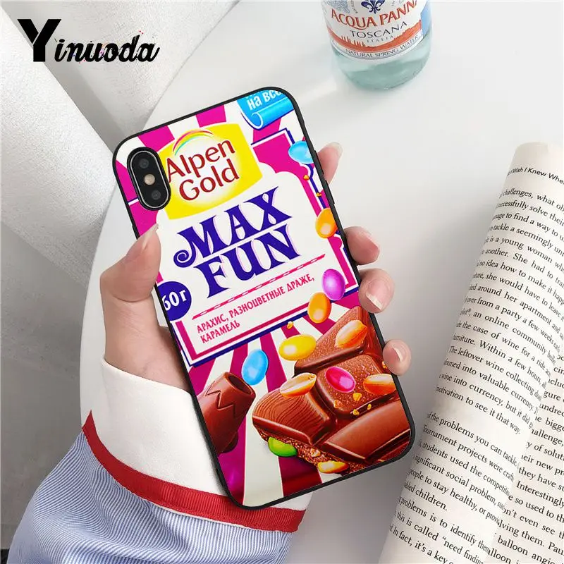 Yinuoda alenka бар с изображением шоколада wonka TPU Мягкий силиконовый черный чехол для