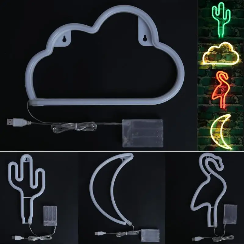 Светодиодный ночник с зарядкой от usb, неоновая Лунная лампа, праздничный Кактус/луна/облако, светодиодный светильник для домашнего фестиваля, вечерние, рождественские украшения