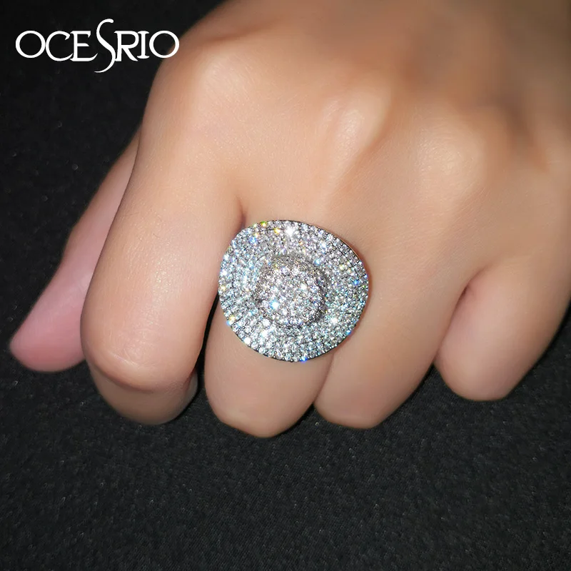 Женские кольца OCESRIO роскошные серебряные в стиле хип хоп с кубическим цирконием