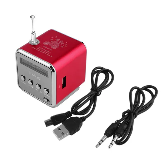 Red Портативный алюминиевый сплав микро динамик USB мини стерео супер бас динамик s Колонка Ubwoofer Musica MP3/4 FM радио приемник - Цвет: Red